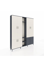 Arges Dolap 14 Raflı 4 Çekmeceli Tek Askılı 220x30x243 Antrasit-Aytaşı/Antrasit