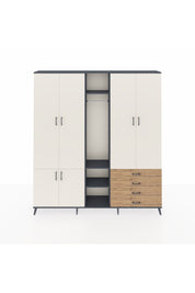 Arges Dolap 14 Raflı 4 Çekmeceli Tek Askılı 220x30x243 Antrasit-Aytaşı/Çam
