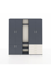 Arges Dolap 14 Raflı 4 Çekmeceli Tek Askılı 220x30x243 Antrasit-Antrasit/Aytaşı