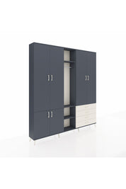 Arges Dolap 14 Raflı 4 Çekmeceli Tek Askılı 220x30x243 Antrasit-Antrasit/Aytaşı