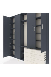 Arges Dolap 14 Raflı 4 Çekmeceli Tek Askılı 220x30x243 Antrasit-Antrasit/Aytaşı