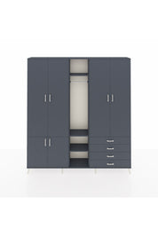 Arges Gardrop 14 Raflı 4 Çekmeceli Tek Askılı 220x30x243 Antrasit-Antrasit