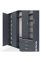 Arges Gardrop 14 Raflı 4 Çekmeceli Tek Askılı 220x30x243 Antrasit-Antrasit