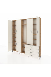 Arges Gardrop 14 Raflı 4 Çekmeceli Tek Askılı 220x30x243 Çam-Aytaşı