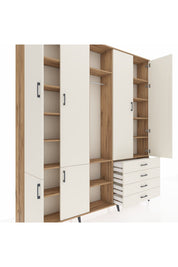 Arges Gardrop 14 Raflı 4 Çekmeceli Tek Askılı 220x30x243 Çam-Aytaşı