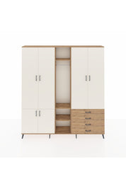Arges Dolap 14 Raflı 4 Çekmeceli Tek Askılı 220x30x243 Çam-Aytaşı/Çam
