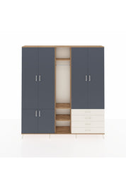 Arges Dolap 14 Raflı 4 Çekmeceli Tek Askılı 220x30x243 Çam-Antrasit/Aytaşı