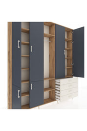 Arges Dolap 14 Raflı 4 Çekmeceli Tek Askılı 220x30x243 Çam-Antrasit/Aytaşı