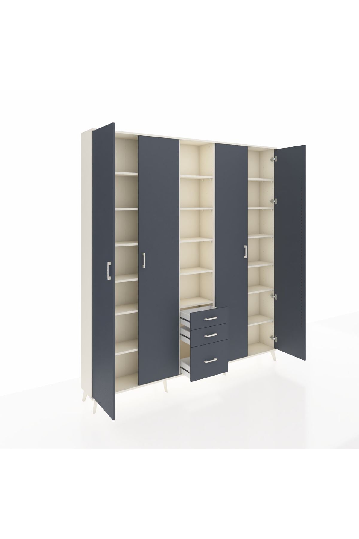 Arges Gardrop 17 Raflı 3 Çekmeceli 4 Kapaklı 220x30x243 Aytaşı-Antrasit