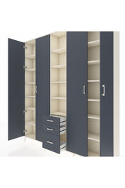 Arges Gardrop 17 Raflı 3 Çekmeceli 4 Kapaklı 220x30x243 Aytaşı-Antrasit