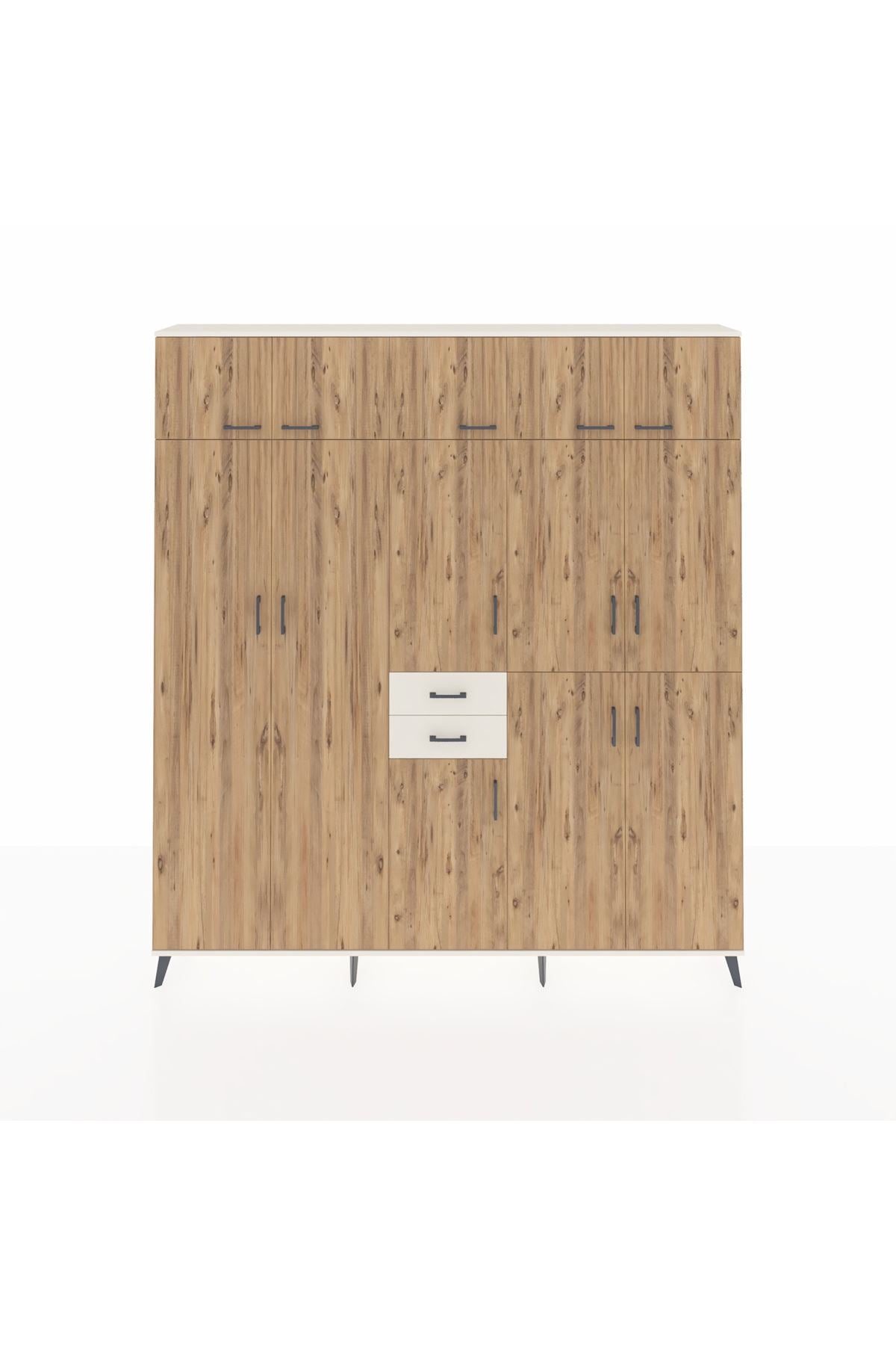 Arges Dolap 10 Raflı 2 Çekmeceli 3 Askılı 220x30x243 Aytaşı-Çam/Aytaşı