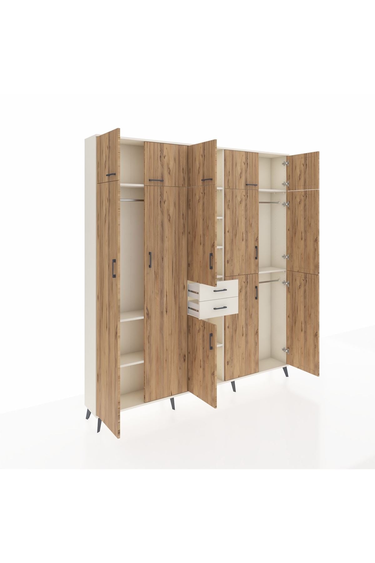 Arges Dolap 10 Raflı 2 Çekmeceli 3 Askılı 220x30x243 Aytaşı-Çam/Aytaşı