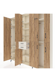 Arges Dolap 10 Raflı 2 Çekmeceli 3 Askılı 220x30x243 Aytaşı-Çam/Aytaşı