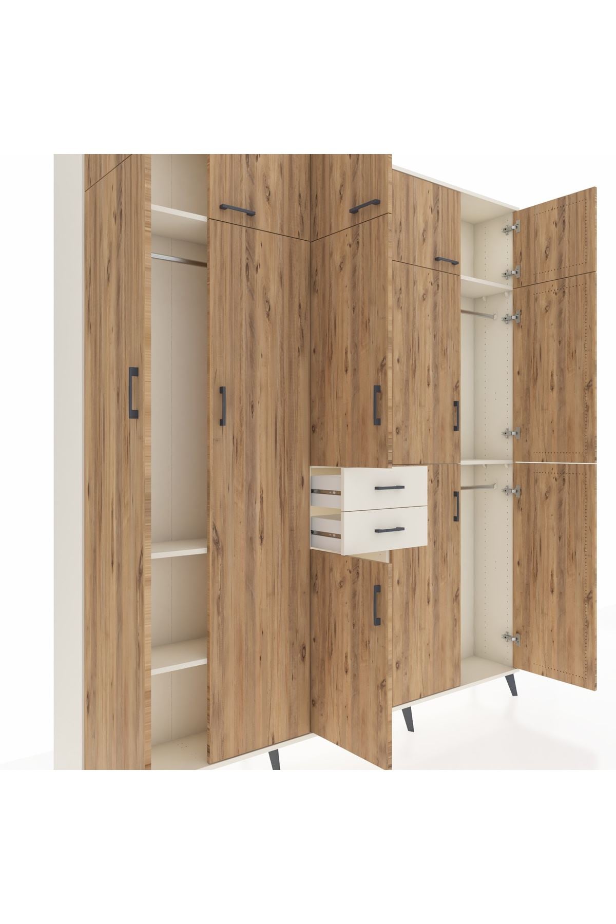 Arges Dolap 10 Raflı 2 Çekmeceli 3 Askılı 220x30x243 Aytaşı-Çam/Aytaşı