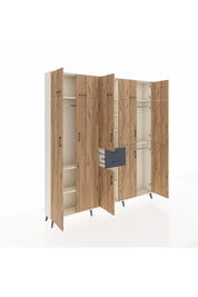 Arges Dolap 10 Raflı 2 Çekmeceli 3 Askılı 220x30x243 Aytaşı-Çam/Antrasit