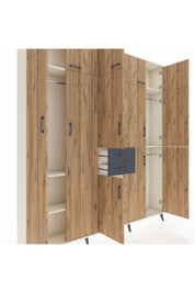 Arges Dolap 10 Raflı 2 Çekmeceli 3 Askılı 220x30x243 Aytaşı-Çam/Antrasit