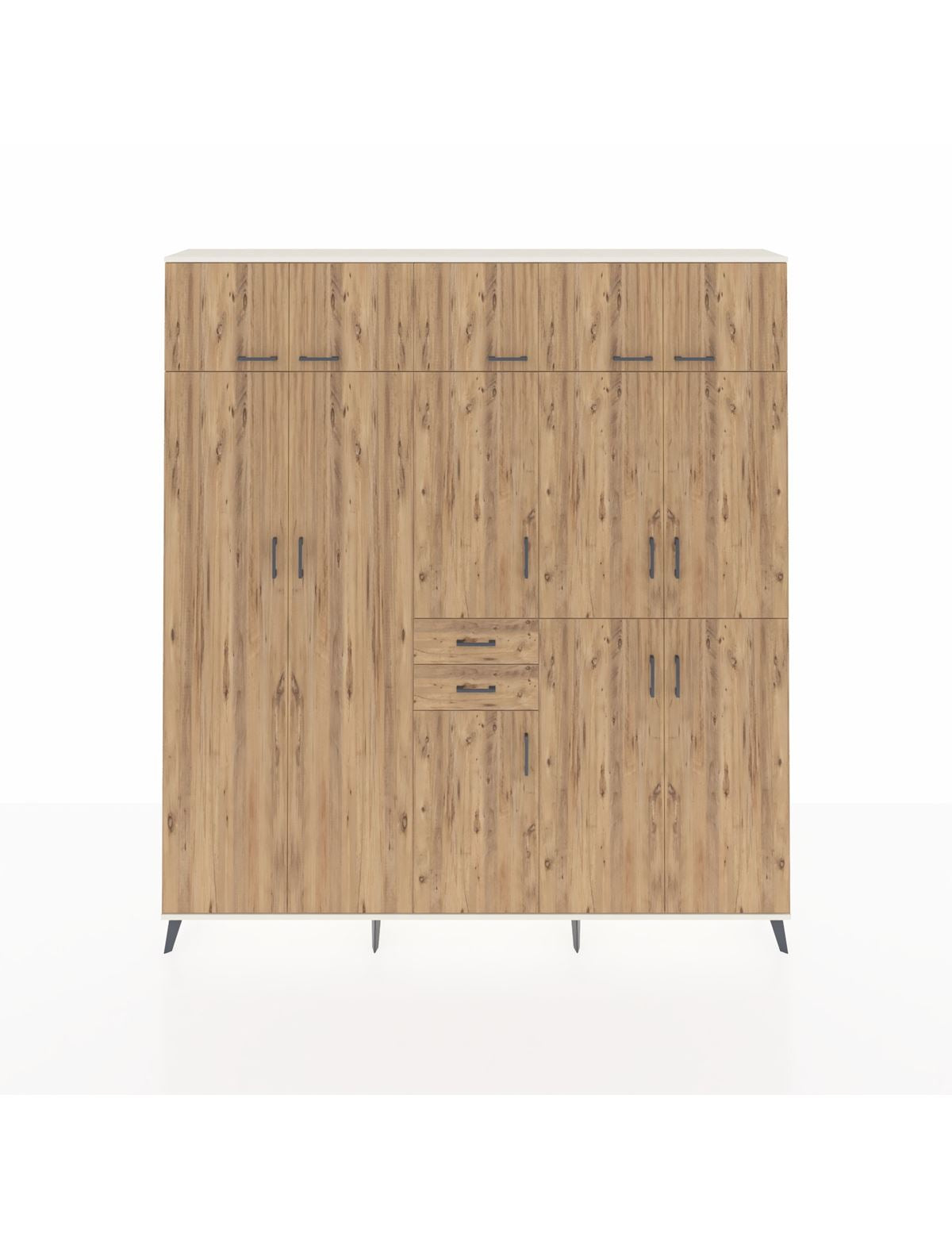 Arges Gardrop 10 Raflı 2 Çekmeceli 3 Askılı 220x30x243 Aytaşı-Çam