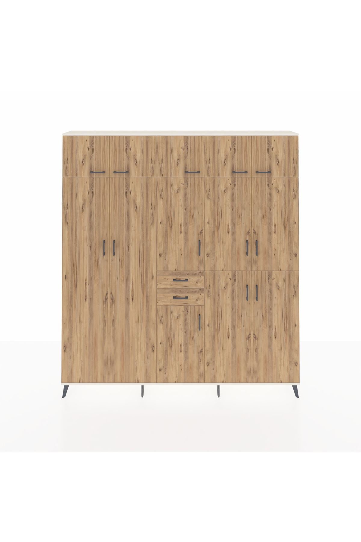 Arges Gardrop 10 Raflı 2 Çekmeceli 3 Askılı 220x30x243 Aytaşı-Çam