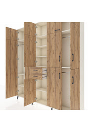 Arges Gardrop 10 Raflı 2 Çekmeceli 3 Askılı 220x30x243 Aytaşı-Çam