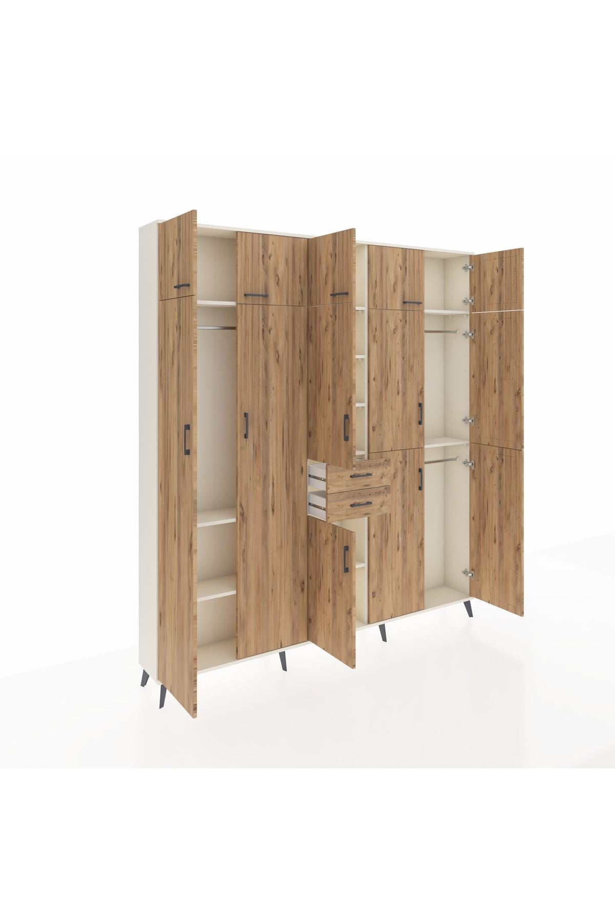 Arges Gardrop 10 Raflı 2 Çekmeceli 3 Askılı 220x30x243 Aytaşı-Çam