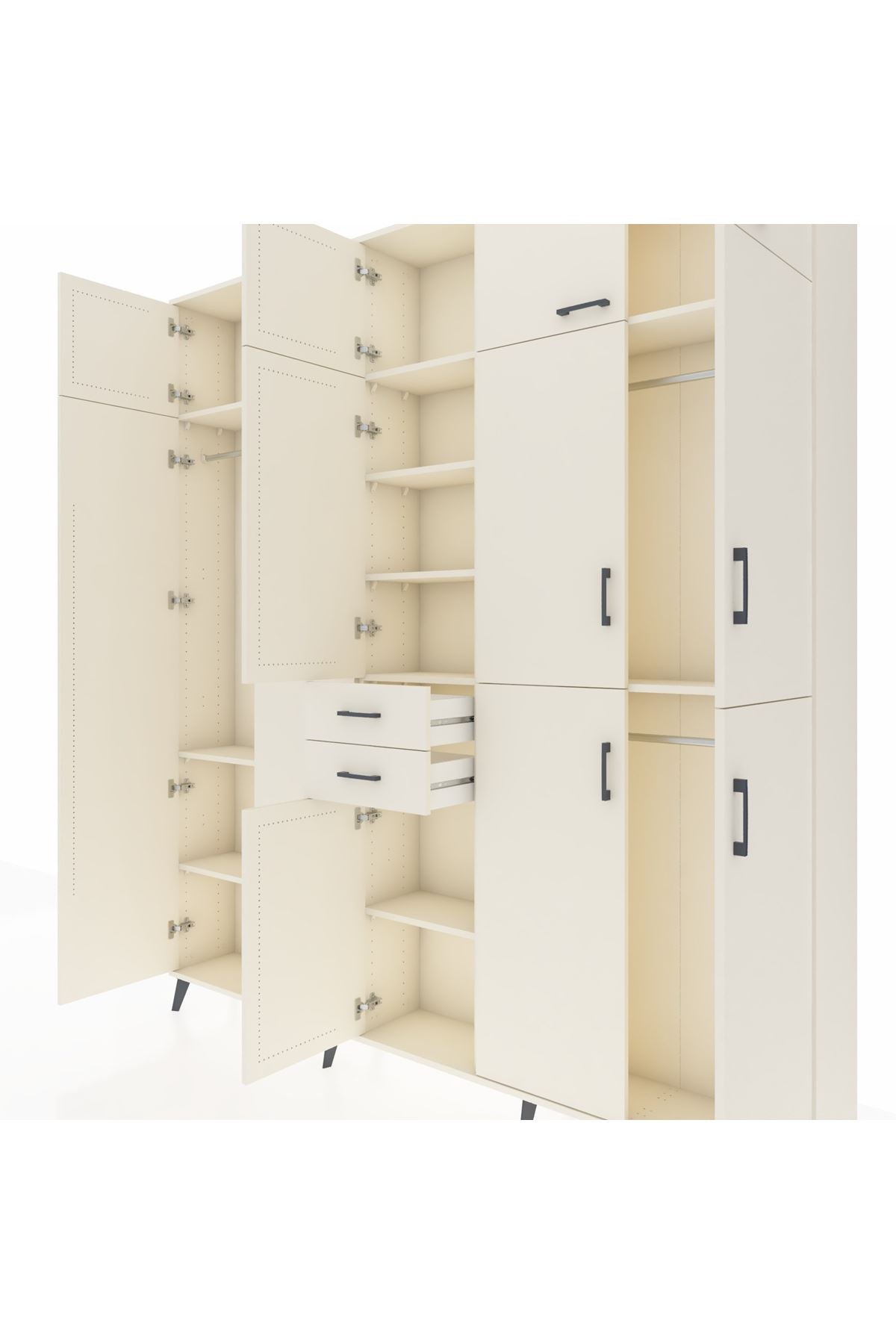 Arges Gardrop 10 Raflı 2 Çekmeceli 3 Askılı 220x30x243 Aytaşı-Aytaşı