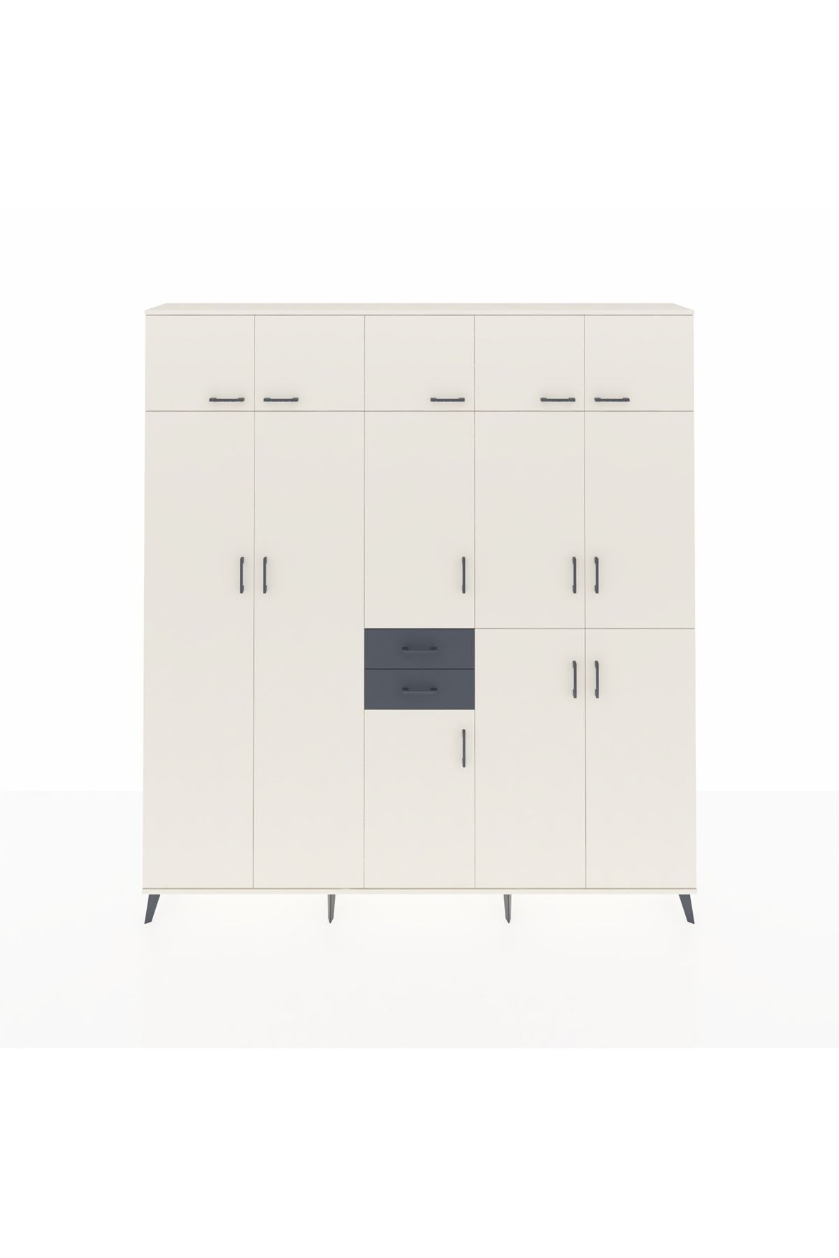 Arges Dolap 10 Raflı 2 Çekmeceli 3 Askılı 220x30x243 Aytaşı-Aytaşı/Antrasit