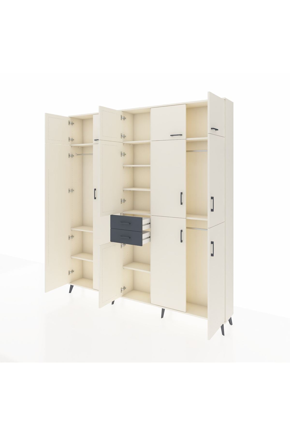 Arges Dolap 10 Raflı 2 Çekmeceli 3 Askılı 220x30x243 Aytaşı-Aytaşı/Antrasit