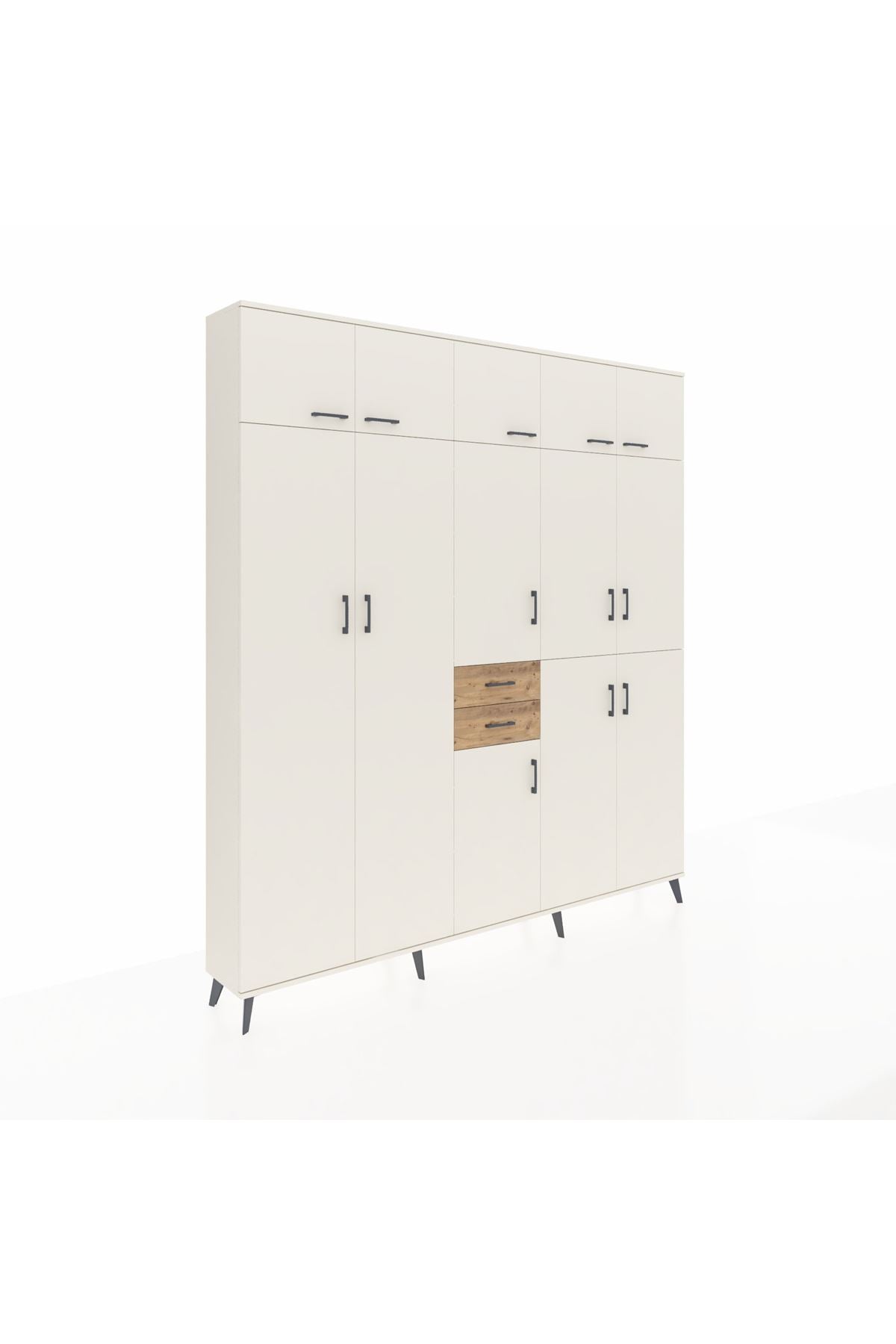 Arges Dolap 10 Raflı 2 Çekmeceli 3 Askılı 220x30x243 Aytaşı-Aytaşı/Çam