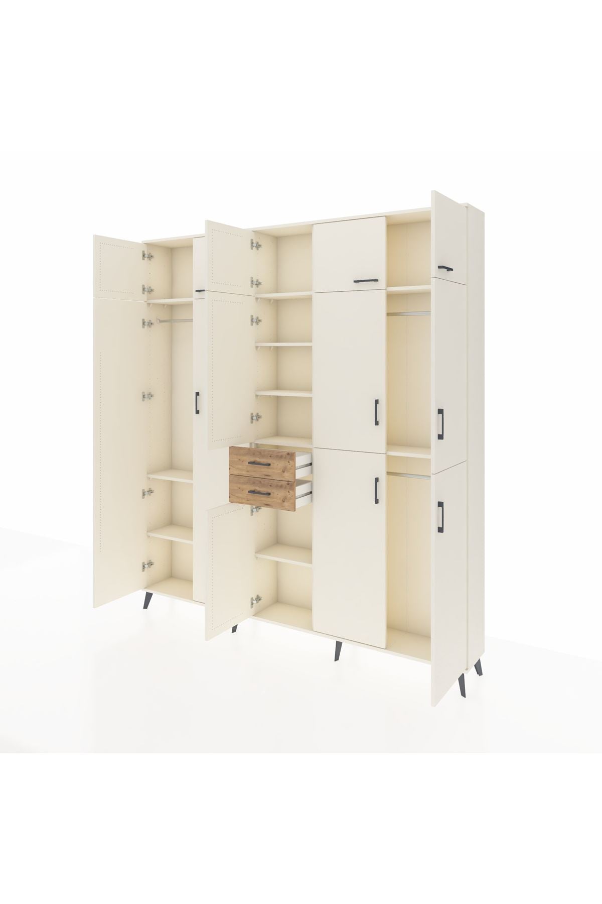 Arges Dolap 10 Raflı 2 Çekmeceli 3 Askılı 220x30x243 Aytaşı-Aytaşı/Çam