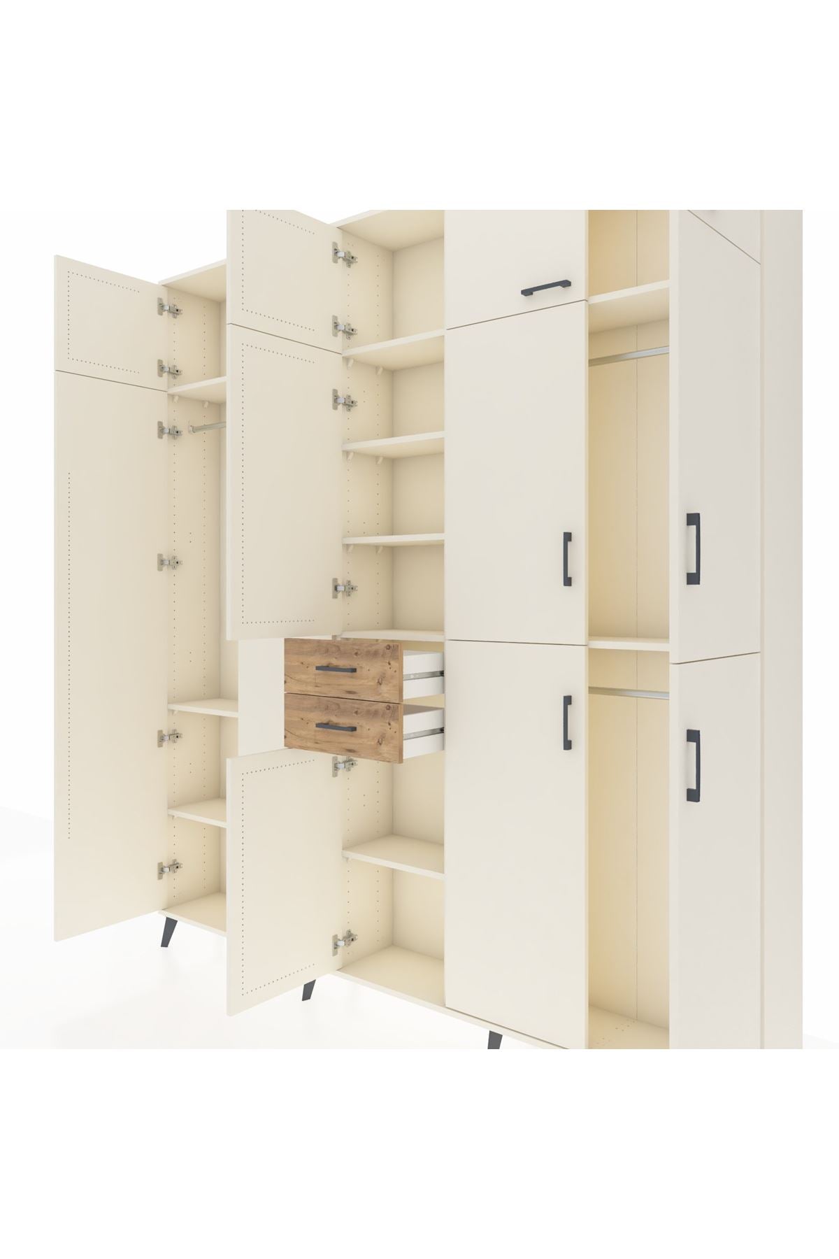 Arges Dolap 10 Raflı 2 Çekmeceli 3 Askılı 220x30x243 Aytaşı-Aytaşı/Çam