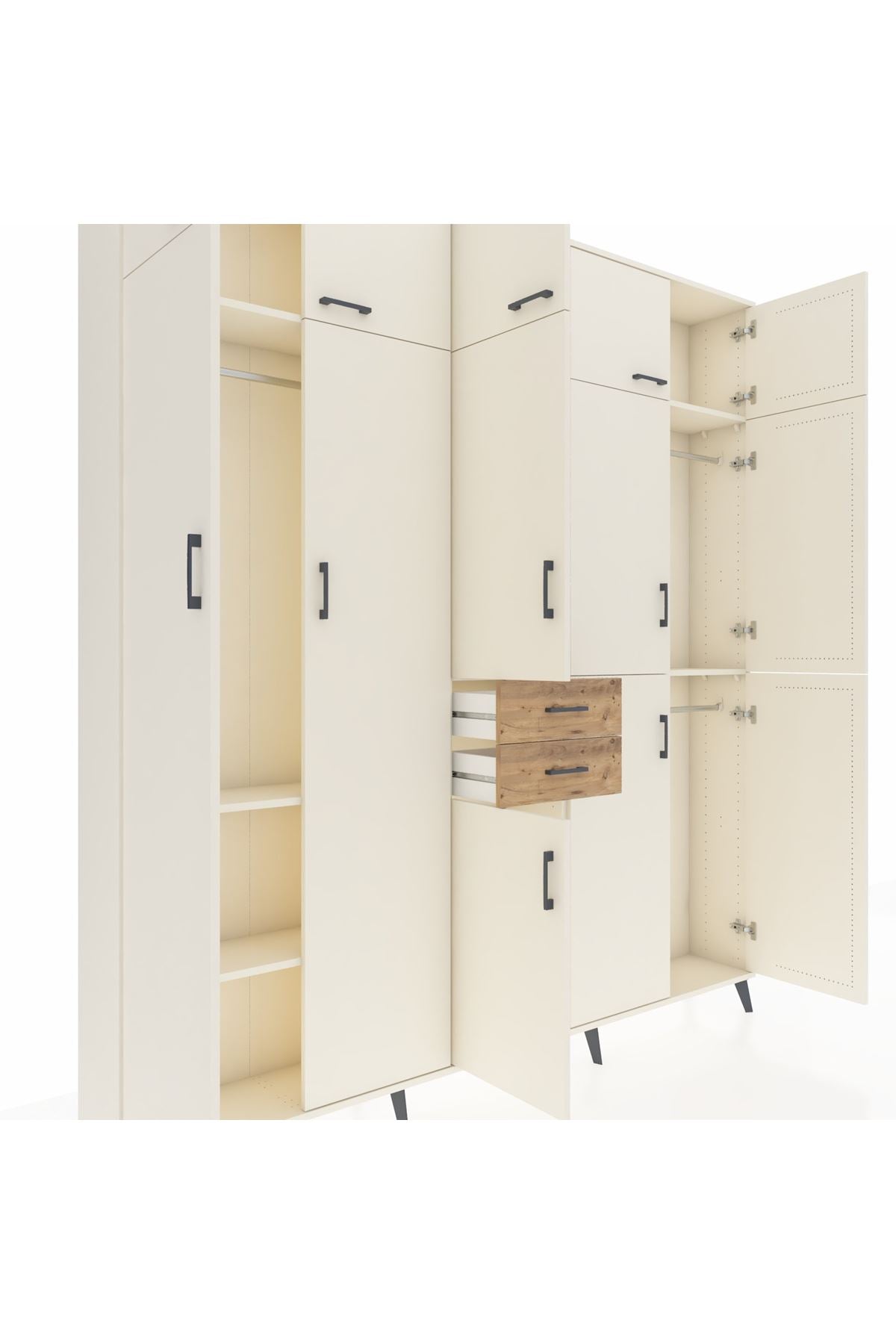 Arges Dolap 10 Raflı 2 Çekmeceli 3 Askılı 220x30x243 Aytaşı-Aytaşı/Çam