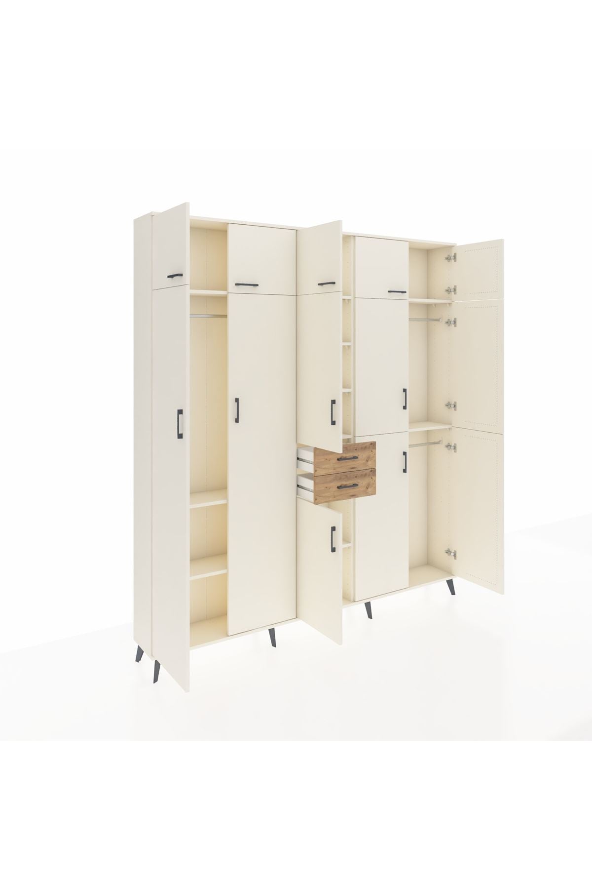 Arges Dolap 10 Raflı 2 Çekmeceli 3 Askılı 220x30x243 Aytaşı-Aytaşı/Çam