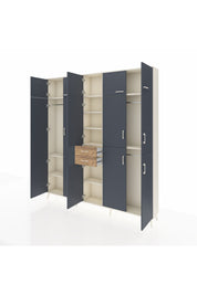 Arges Dolap 10 Raflı 2 Çekmeceli 3 Askılı 220x30x243 Aytaşı-Antrasit/Çam