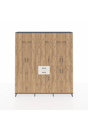 Arges Dolap 10 Raflı 2 Çekmeceli 3 Askılı 220x30x243 Antrasit-Çam/Aytaşı