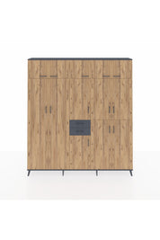 Arges Dolap 10 Raflı 2 Çekmeceli 3 Askılı 220x30x243 Antrasit-Çam/Antrasit