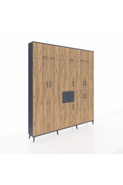 Arges Dolap 10 Raflı 2 Çekmeceli 3 Askılı 220x30x243 Antrasit-Çam/Antrasit