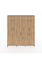 Arges Gardrop 10 Raflı 2 Çekmeceli 3 Askılı 220x30x243 Antrasit-Çam