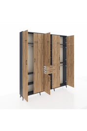 Arges Gardrop 10 Raflı 2 Çekmeceli 3 Askılı 220x30x243 Antrasit-Çam