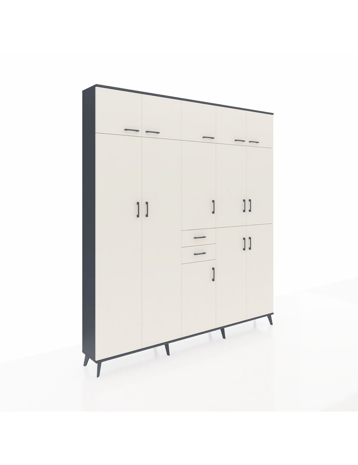 Arges Gardrop 10 Raflı 2 Çekmeceli 3 Askılı 220x30x243 Antrasit-Aytaşı