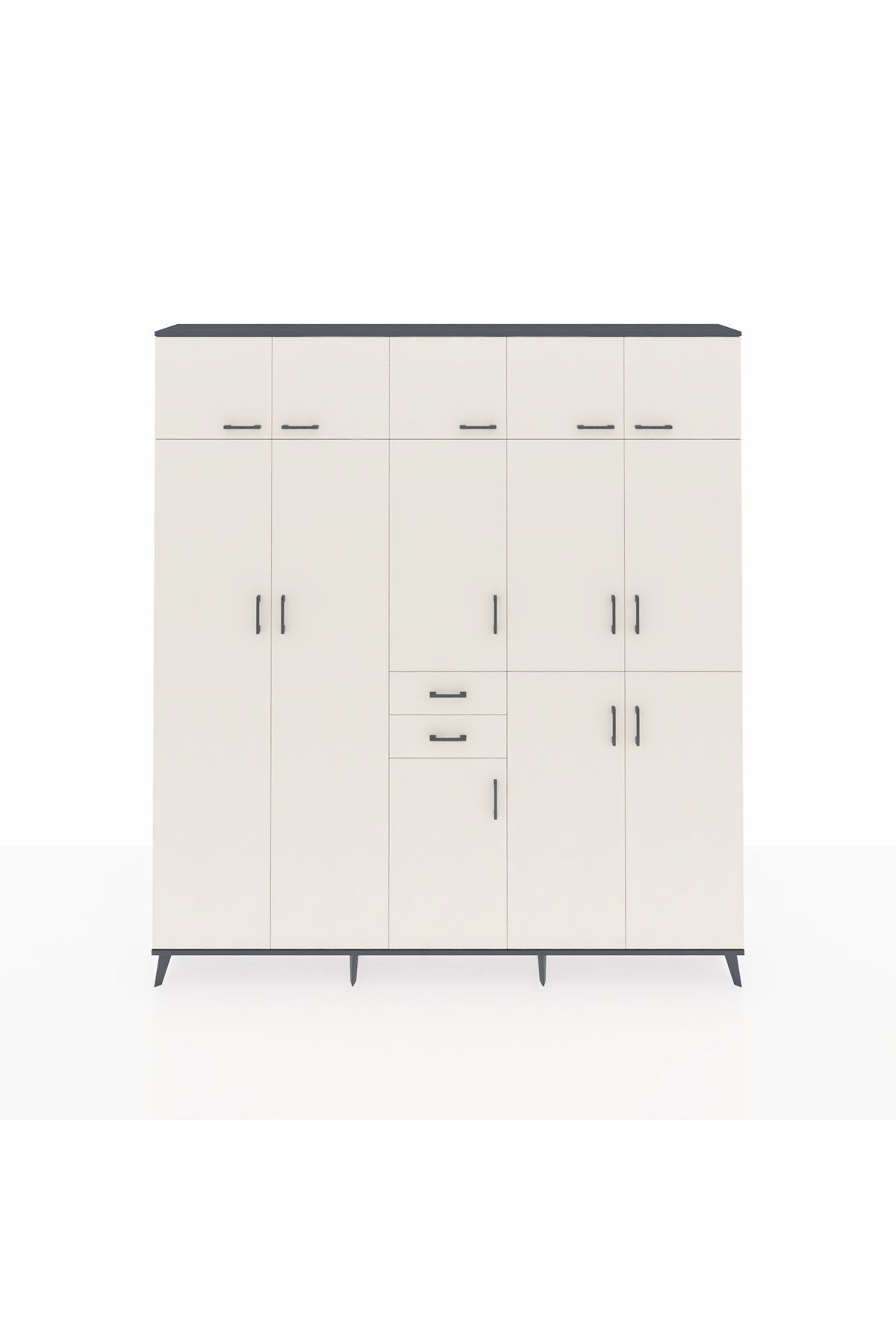 Arges Gardrop 10 Raflı 2 Çekmeceli 3 Askılı 220x30x243 Antrasit-Aytaşı