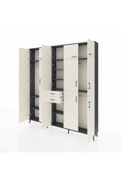 Arges Gardrop 10 Raflı 2 Çekmeceli 3 Askılı 220x30x243 Antrasit-Aytaşı