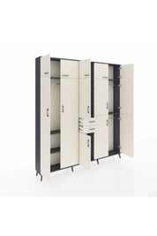 Arges Gardrop 10 Raflı 2 Çekmeceli 3 Askılı 220x30x243 Antrasit-Aytaşı