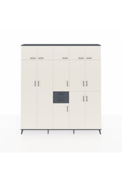 Arges Dolap 10 Raflı 2 Çekmeceli 3 Askılı 220x30x243 Antrasit-Aytaşı/Antrasit