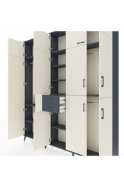 Arges Dolap 10 Raflı 2 Çekmeceli 3 Askılı 220x30x243 Antrasit-Aytaşı/Antrasit