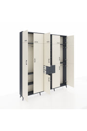 Arges Dolap 10 Raflı 2 Çekmeceli 3 Askılı 220x30x243 Antrasit-Aytaşı/Antrasit