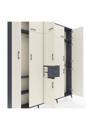 Arges Dolap 10 Raflı 2 Çekmeceli 3 Askılı 220x30x243 Antrasit-Aytaşı/Antrasit