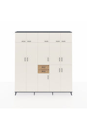 Arges Dolap 10 Raflı 2 Çekmeceli 3 Askılı 220x30x243 Antrasit-Aytaşı/Çam