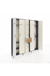 Arges Dolap 10 Raflı 2 Çekmeceli 3 Askılı 220x30x243 Antrasit-Aytaşı/Çam