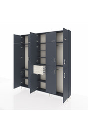 Arges Dolap 10 Raflı 2 Çekmeceli 3 Askılı 220x30x243 Antrasit-Antrasit/Aytaşı