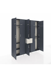 Arges Dolap 10 Raflı 2 Çekmeceli 3 Askılı 220x30x243 Antrasit-Antrasit/Aytaşı